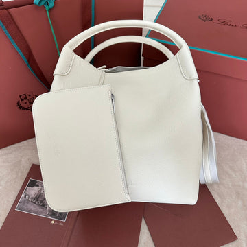 MEDIUM 36 BAG IN WHITE CALFSKIN WITH SILVER HARDWARE Luxe Carry Bags