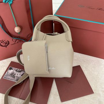 SMALL 21 BALE BAG IN KHAKI BROWN GRAINED CALFSKIN by Luxe Carry