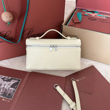 EXTRA POCKET L19 IN BISQUE BEIGE CALFSKIN WITH SILVER HARDWARE by Luxe Carry