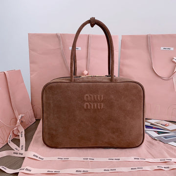 BEAU TOP HANDLE BAG 34 IN BROWN SUEDE By Luxe Carry