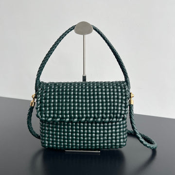 SWING MESSENGER 25 IN DARK GREEN LAMBSKIN GOLD HARDWARE by Luxe Carry