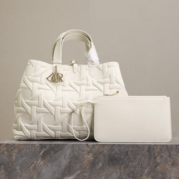 MEDIUM 37 TOUJOURS BAG IN WHITE CANNAGE GRAPHIC LAMBSKIN Luxe Carry Bags