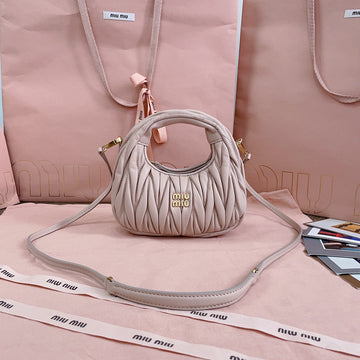 WANDER MATELASSÉ NAPPA MINI BAG 18 IN NUDE PINK LAMBSKIN Luxe Carry