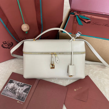 EXTRA BAG L27 IN WHITE SMOOTH CALFSKIN WITH GOLD HARDWARE by Luxe Carry