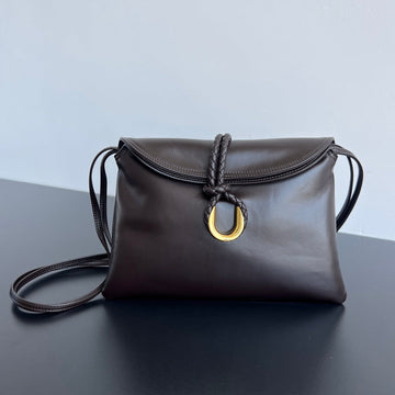 MEDIUM LIBERTA 30 IN CHOCOLATE SMOOTH CALFSKIN GOLD HARDWARE Luxe Carry