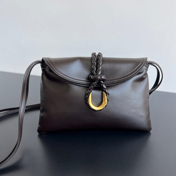 SMALL LIBERTA 27 IN CHOCOLATE SMOOTH CALFSKIN GOLD HARDWARE Luxe Carry Bags