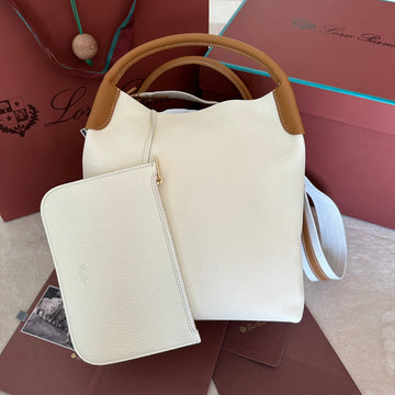MEDIUM 36 BAG IN WHITE MIX BRONZE BROWN CALFSKIN WITH GOLD HARDWARE Luxe Carry