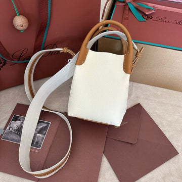 MICRO BALE BAG IN WHITE MIX BRONZE BROWN CALFSKIN Luxe Carry