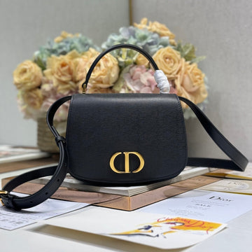 SMALL 19 MONTAIGNE AVENUE TOP HANDLE BAG BLACK SMOOTH CALFSKIN Luxe Carry Bags