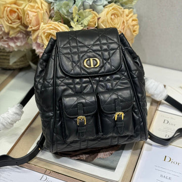 MEDIUM CARO BACKPACK 27 IN BLACK MACROCANNAGE LAMBSKIN Luxe Carry Bags