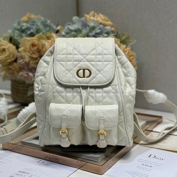 MEDIUM CARO BACKPACK 27 IN WHITE MACROCANNAGE LAMBSKIN Luxe Carry Bags