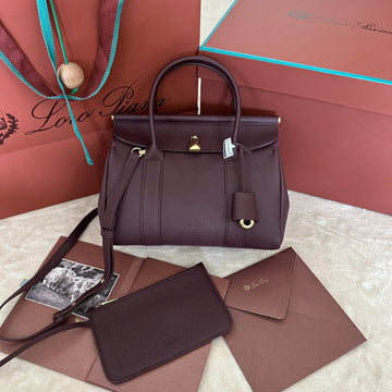 LOOM BAG 25 IN WINE PURPLE CALFSKIN WITH GOLD HARDWARE Luxe Carry Bags