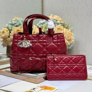 SMALL 28 TOUJOURS BAG IN RUBY RED MACROCANNAGE LAMBSKIN By Luxe Carry