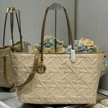 LARGE 41 TOUJOURS BAG IN BISQUE BEIGE CANNAGE RAFFIA Luxe Carry