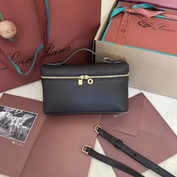 EXTRA POCKET L19 IN DARK BROWN CALFSKIN WITH GOLD HARDWARE Luxe Carry