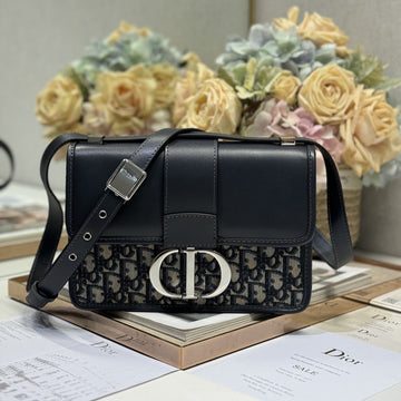 MONTAIGNE EAST-WEST BAG 24 IN BLACK LAMBSKIN AND MONOGRAM OBLIQUE JACQUARD Luxe Carry Bags