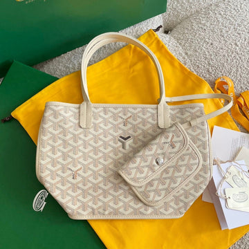 ANJOU MINI BAG 20 IN BEIGE GOYARDINE CANVAS AND CALFSKIN by Luxe Carry