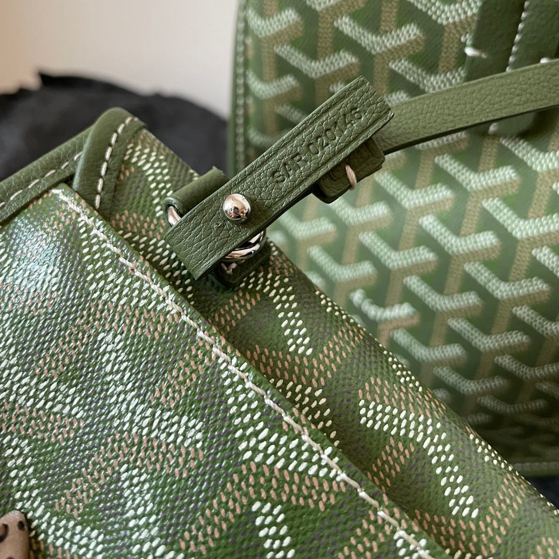 ANJOU MINI BAG 20 IN WOODLAND GREEN GOYARDINE CANVAS AND CALFSKIN Luxe Carry Bags