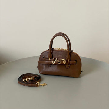 AVENTURE NAPPA MINI BAG 21 IN RUSSET BROWN CALFSKIN GOLD HARDWARE Luxe Carry Bags