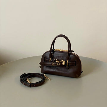 AVENTURE NAPPA MINI BAG 21 IN BRUNETTE BROWN CALFSKIN GOLD HARDWARE Luxe Carry