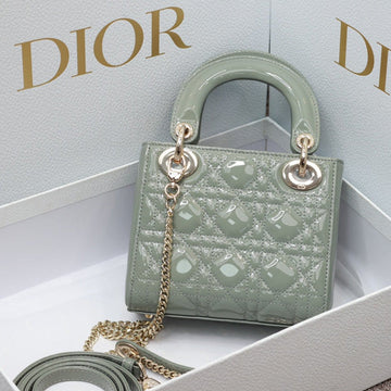 MINI LADY BAG 17 IN PALE LEAF GREEN QUILTED MACROCANNAGE CALFSKIN Luxe Carry