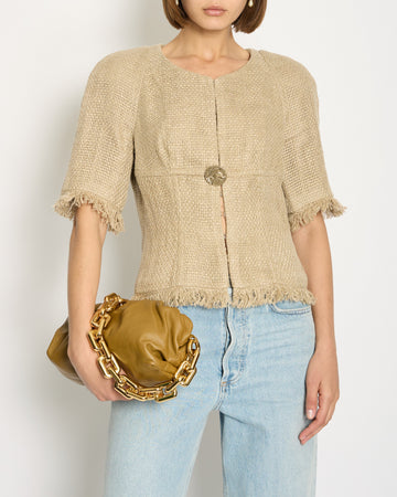 Top Quality Chanel Ancient Greece 2018 Beige Tweed Jacket with Gold Button Detail Size FR 40 (UK 12) RRP ¬£3,500
