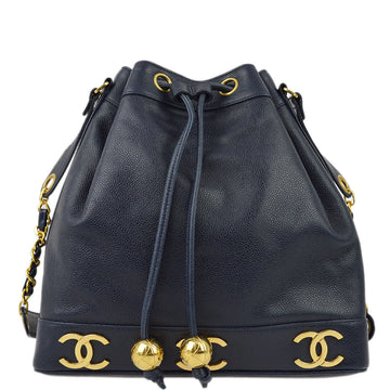 Top Quality Chanel Navy Caviar Triple CC Bucket Shoulder Bag
