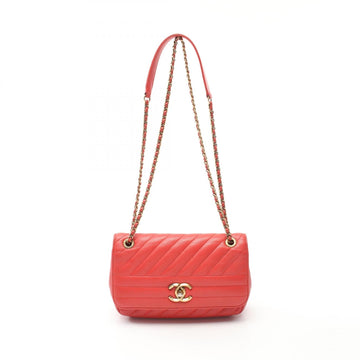 Top Quality Chanel Chevron Leather Shoulder Bag Red