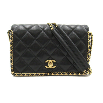 Top Quality Chanel Caviar Skin Matelasse Chain Shoulder Bag Black