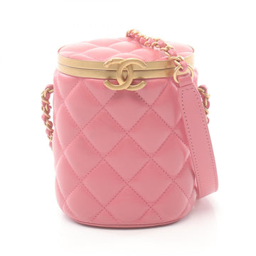 Top Quality Chanel Lambskin Matelasse Shoulder Bag Pink