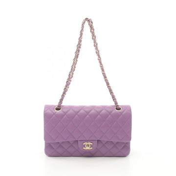 Top Quality Chanel Matelasse W Flap Shoulder Bag Purple