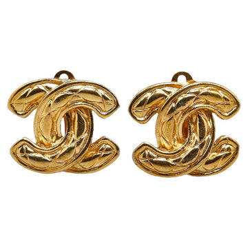 Top Quality Chanel Matelasse Coco Mark Earrings Gold Plated