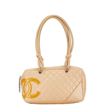 Top Quality Chanel Cambon Line Leather Handbag Beige Yellow
