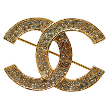 Top Quality Chanel   Coco Mark Rhinestone Brooch Gold Plated