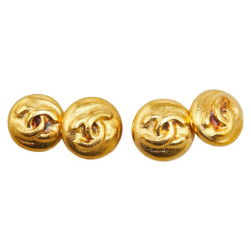 Top Quality Chanel   Coco Mark Round Double Cufflinks Gold Plated