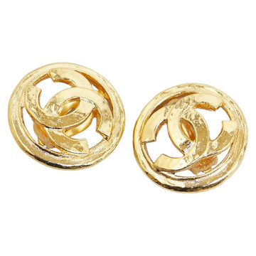 Top Quality Chanel   Coco Mark Round Clip-On Earrings Gold