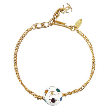 Top Quality Chanel Coco Mark Soccer Ball Motif Bracelet Gold White