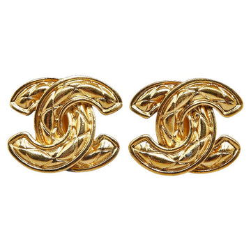 Top Quality Chanel Coco Mark Matelasse Earrings Gold