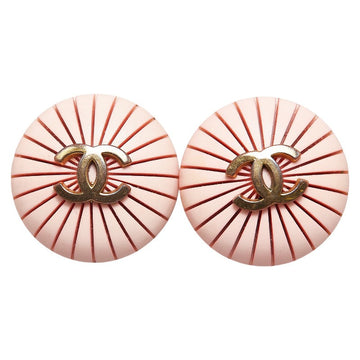 Top Quality Chanel Coco Mark Round Earrings Pink Gold