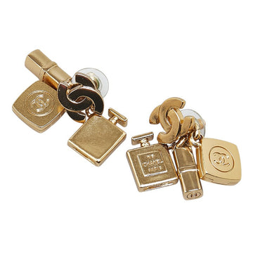 Top Quality Chanel Coco Mark Perfume Lip Foundation Swing Cosmetic Motif Earrings Gold Plated