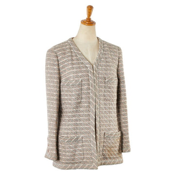 Top Quality Chanel Tweed Jacket Beige Pink White