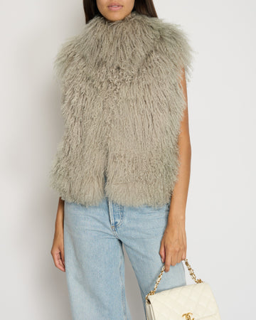 * * Top Quality Chanel 09/A Grey Mongolian Lamb Gilet FR 40 (UK 12)