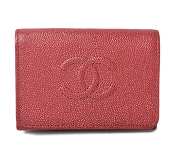 Top Quality Chanel Caviar Skin Mini Trifold Wallet Dark Red