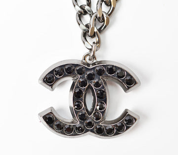 Top Quality Chanel Necklace/Pendant/Bracelet Unisex Coco Mark CC Rhinestone Chrome Silver