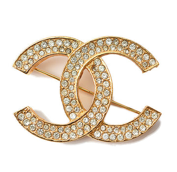 Top Quality Chanel Brooch Coco Mark Rhinestone Gold