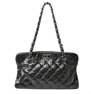 Top Quality Chanel Patent Leather Tote Bag   Quilted Black