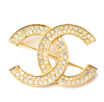 Top Quality Chanel Brooch Coco Mark Rhinestone Gold