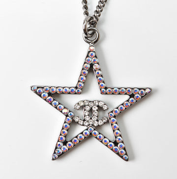 Top Quality Chanel Necklace/Pendant Star Motif CC Chrome Silver Rhinestone