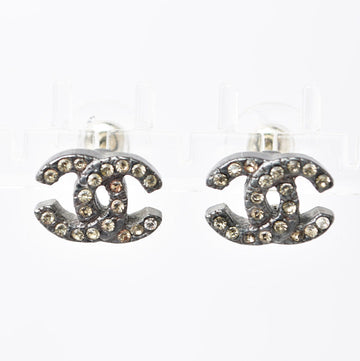 Top Quality Chanel Earrings CC Gunmetal Rhinestone