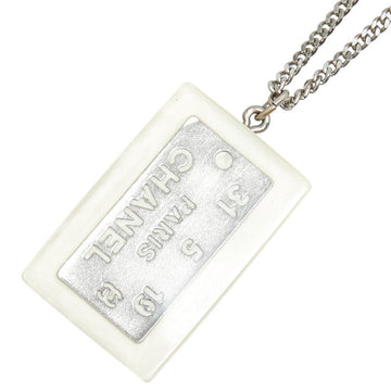 Top Quality Chanel Cambon Plate Necklace White Silver Plastic Plated
